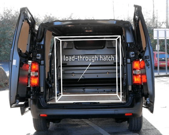 Citroen e-dispatch load space with volume graphic and load-through hatch